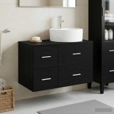 Cumpara ieftin Set dulap baie 2 buc. Stejar Negru 79,5 x 44,5 x 82 cm