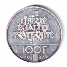 FRANTA 100 FRANCI 1987 GENERAL LA FAYETTE ARGINT CU PATINA FRANCS