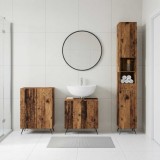 Cumpara ieftin Set de cabinet pentru baie cu 3 piese BREDA Lemn vechi