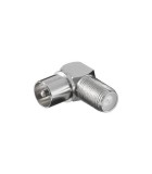 Adaptor coaxial TV 90 grade tata la F mama metal Goobay