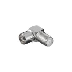 Adaptor coaxial TV 90 grade tata la F mama metal Goobay