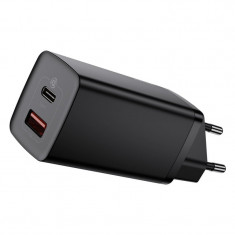 Incarcator Retea USB Baseus GaN2 Lite, Quick Charge, 1 X USB - 1 X USB Tip-C, Negru CCGAN2L-B01