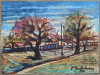 Peisaj cu case// acuarela, E. Constantinescu 1970, Arbori, Ulei, Altul