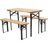 Set Masa+2 Banci Gradina/Terasa Pliabil Lemn/Metal 117cm Strend Pro Maro. Mobilier Exterior Restaurant, Bistro