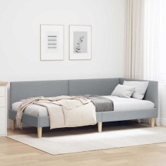 vidaXL Cadru de pat colțar Altele cu headboard Gri deschis 90 x 200 cm 42016189