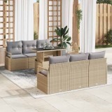 VidaXL Set de canapele pentru grădină 7 pcs Bej Rattan poli