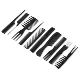 Set 10 Piepteni Profesional Coafat Tuns Salon Acasa, Diverse Modele, Plastic Sterilizabil, Husa Inclusa