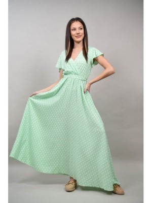 ROCHIE LUNGA PLISATA BICOLORA BULINE ASIMETRICA IN PARTEA DE JOS LUMINOSO S-M Verde Menta foto
