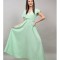 ROCHIE LUNGA PLISATA BICOLORA BULINE ASIMETRICA IN PARTEA DE JOS LUMINOSO S-M Verde Menta