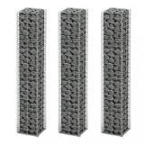 Set gabioane, 3 buc, sarma galvanizata, 25 x 25 x 150 cm GartenMobel Dekor, vidaXL