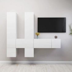 vidaXL Set dulapuri TV, 7 piese, alb, lemn prelucrat foto