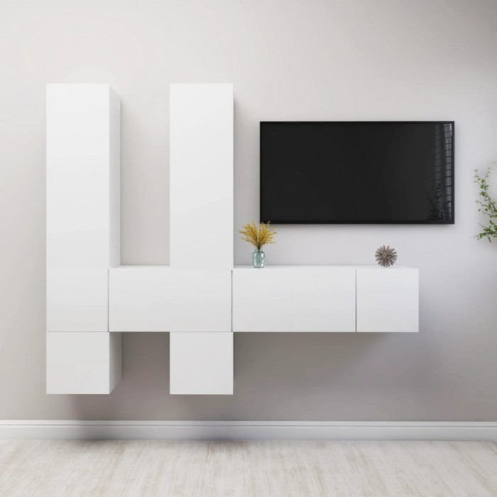 vidaXL Set dulapuri TV, 7 piese, alb, lemn prelucrat