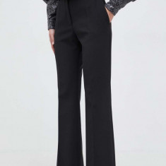 HUGO pantaloni femei, culoarea negru, evazați, high waist 50482091