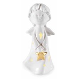 Figurina Inger portelan alb auriu cu led cm 11,5 x 10 x 24 H