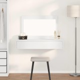 Masă Toaletă Suspendată vidaXL, Alb, 100x40x70 cm, Oglindă, Sertar, MDF, Montare pe Perete, Dormitor