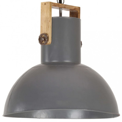 vidaXL Lampă suspendată industrială 25 W gri, 52 cm, mango E27, rotund foto
