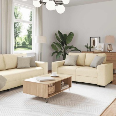 vidaXL Set de canapele cu perne, 2 piese, crem, textil 3324738 foto