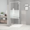 Perete Duș Walk-in vidaXL 80x195cm, Sticlă ESG Transparentă, Cadru Aluminiu Alb, Model Dungi