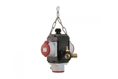 Distribuitor de energie suspendat cu 2 prize trifazice 400V 5 poli 16A 1 priza trifazica 400V 32A 5 poli IP44 cu conexiune la aer comprimat foto
