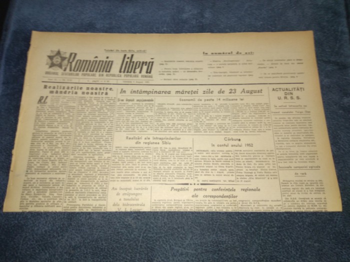 ZIARUL ROMANIA LIBERA 4 AUGUST 1951