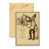 Meniu semnat de regele Ferdinand I și de regele George al II-lea al Greciei, gravor Alexandru Poitevin-Scheletti