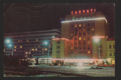 CPIB 20421 CARTE POSTALA - BRASOV. HOTEL CARPATI, NOAPTEA foto