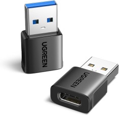 ADAPTOR Ugreen, &quot;US701&quot;, USB Type-C(M) la USB 2.0(T), incarcare max 3A, include 2 bucati, negru &quot;45275&quot; (timbru verde 0.08 lei) - 6941876242757