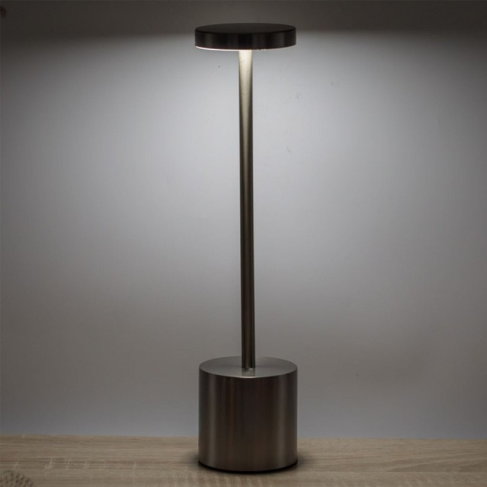 Veioză Metalică cu USB, Model 3 Nivele de Lumina, Funcție Touch, Argintiu, &Icirc;nălțime 35cm