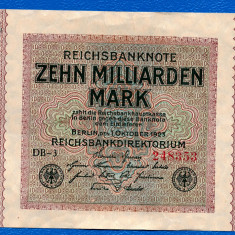 (4) BANCNOTA GERMANIA - 10 MILLIARDEN MARK 1923 (1 OCTOMBRIE 1923), UNIFATA