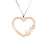 Love - Colier personalizat inima argint 925 placat cu aur roz