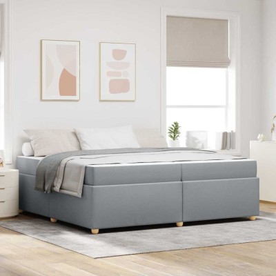 vidaXL Cadru de pat cu saltea Gri deschis 200 x 200 cm țesătură 3399377 foto