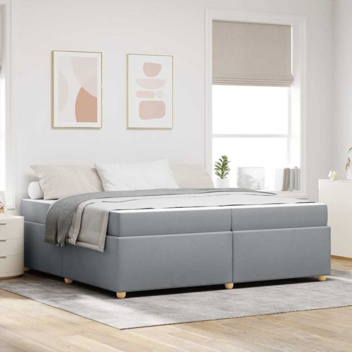 vidaXL Cadru de pat cu saltea Gri deschis 200 x 200 cm țesătură 3399377