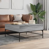 Masuta cafea vidaXL gri sonoma 95x95x45 cm lemn/metal ridicare blat depozitare picioare reglabile