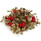 Inel Decorativ Crăciun, Pomușoare Roșii, Glitter, 10cm, Oem