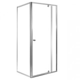 Cabină de duș Leziter Flexi Asimetrică de Colț 80x90 cm Fără Cădiță 6mm Sticlă Securizată Crom