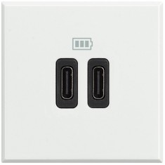 Priza USB tip C dubla 5V 3000mA Axolute Bticino 2M alb HD4286C2