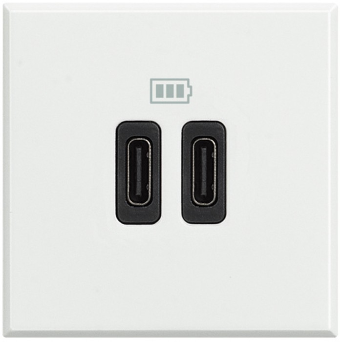 Priza USB tip C dubla 5V 3000mA Axolute Bticino 2M alb HD4286C2