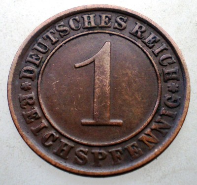 B.193 GERMANIA WEIMAR 1 REICHSPFENNIG 1933 A foto