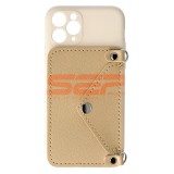 Husa iPhone 11 Pro Tip Portofel cu Snur, TPU, Beige