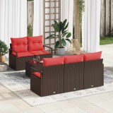 Cumpara ieftin Set de canapele pentru gradina 6 buc. 5-Locuri Beige si Rosu