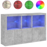 Cumpara ieftin Servanta cu lumini LED, gri beton, 162x37x100 cm