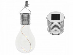 Lampa solara ornamentala tip bec cu 4 LED-uri, impermeabil IP 44 + clema suport foto