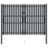 VidaXL Poartă de gard cu ușă dublă, oțel, 300x200 cm, antracit 146355