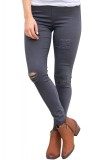 Cumpara ieftin Q696-181 Pantaloni din denim cu taieturi si buzunare