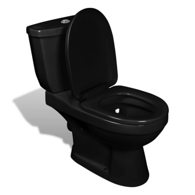 vidaXL Vas WC cu rezervor, negru foto