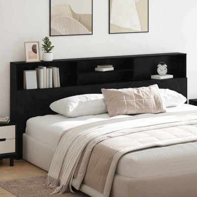 vidaXL Tablă de pat cu sertar cu raft Stejar negru 220 x 19 x 101.5 cm 879449 foto