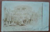 Fotografie tip carte postala, necirculata, grup de militari, inceput de secol XX