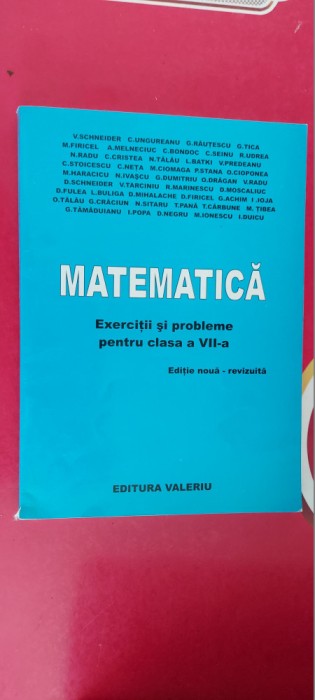 MATEMATICA EXERCITII SI PROBLEME CLASA A VII A SCHNEIDER EDITURA VALERIU