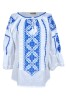 Bluza tip ie dama RDB2, alb cocos/albastru , marimea L