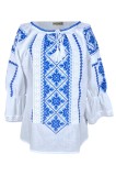 Bluza tip ie dama RDB2, alb cocos/albastru , marimea L